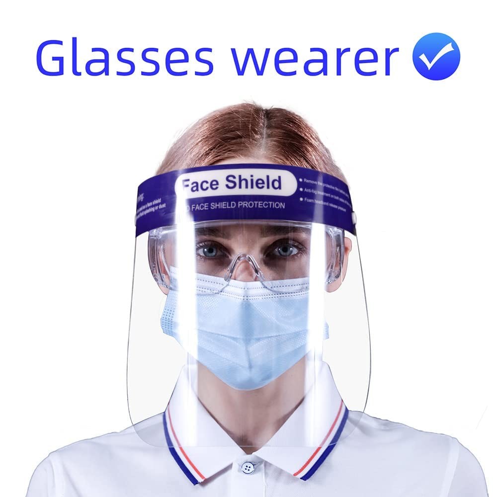 200 Pcs Reusable Face Shield Antifog Face Shield Winddustproof Transparent Adju