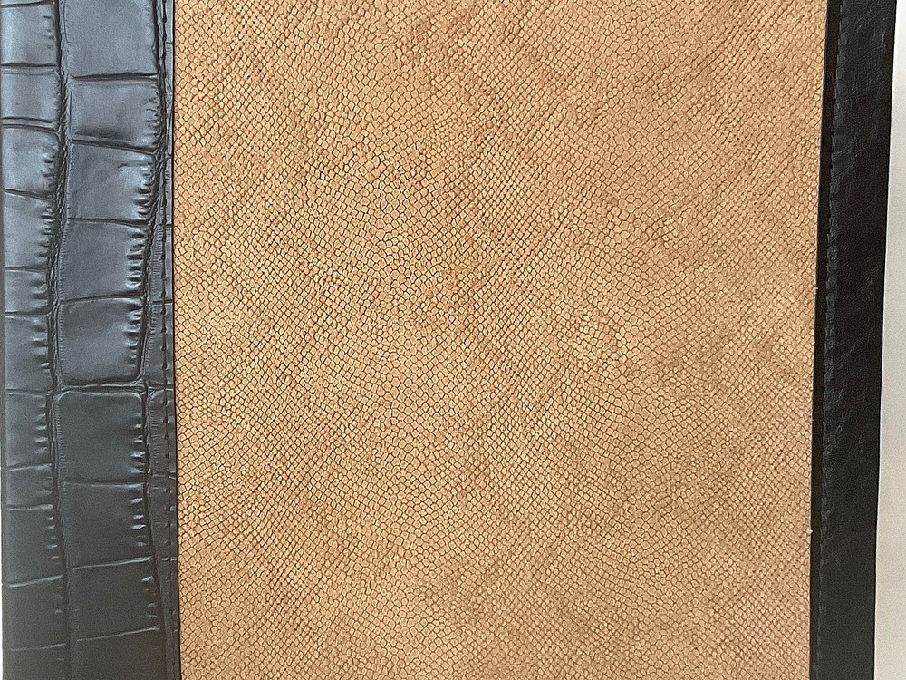 SAND SUEDE PYTHON & BLACK ALLIGATOR COWHIDE 3 RING BINDER