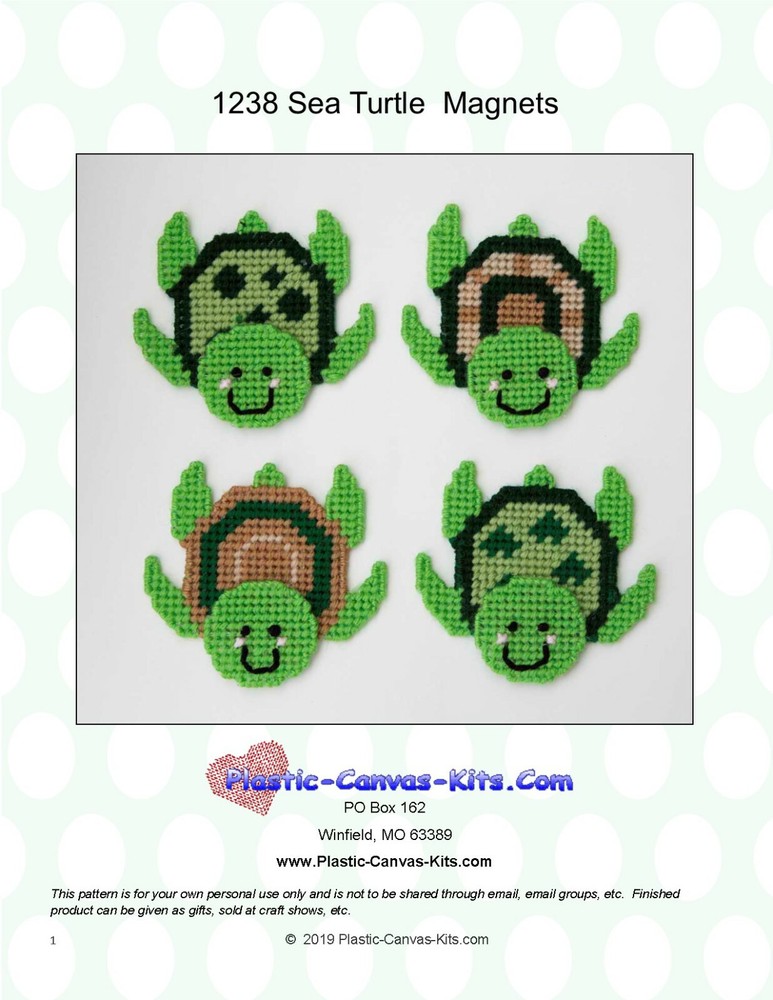 Sea Turtle Magnets- Plastic Canvas Pattern or Kit