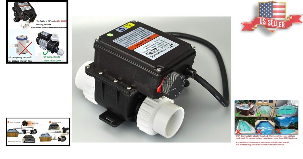 Adjustable 2kW Hot Tub Heater with Thermostat - Efficient 110V Solution