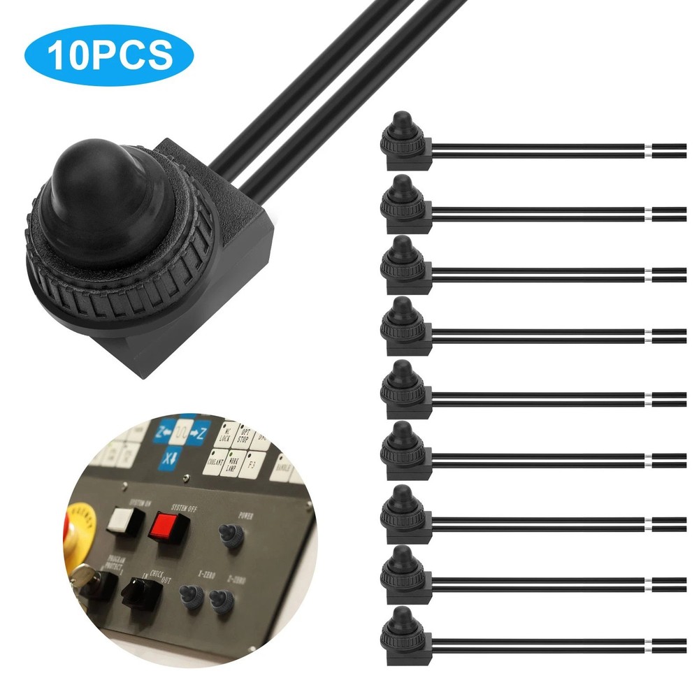 10 Pieces Waterproof Push Button Switch 4.5" Cord for IP67 LED Light Motorcycle