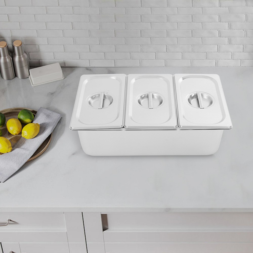 Three-compartment Fruit Pan, Fruit Pan with Acrylic Lids Water-filtering Gaskets