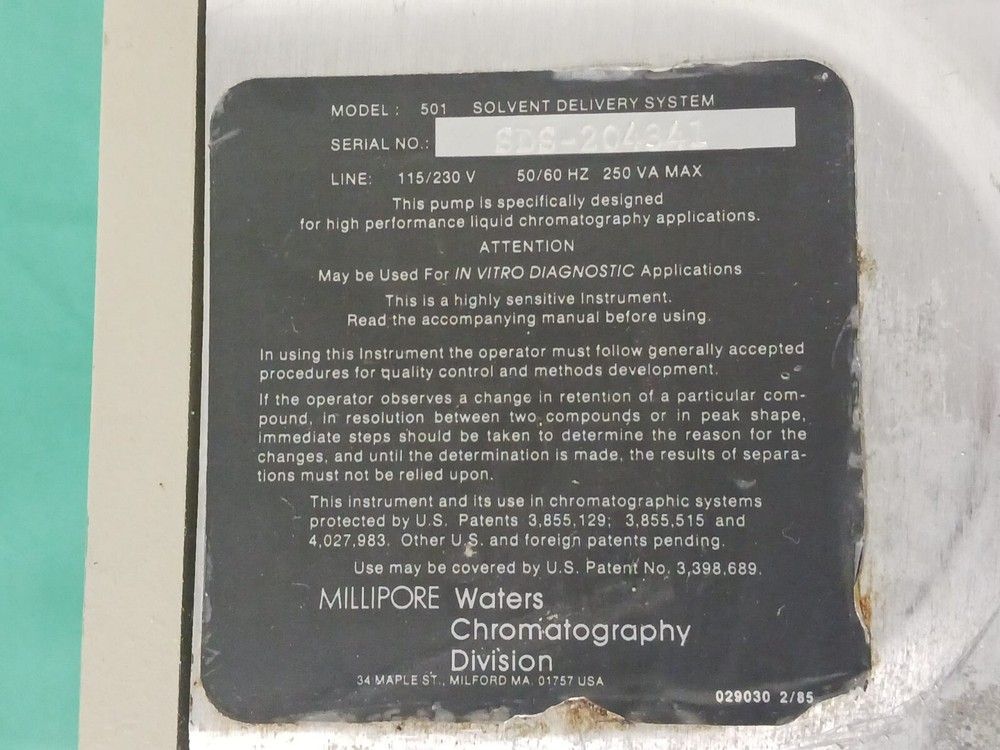 Millipore Waters 501 Solvent Delivery System HPLC Pump