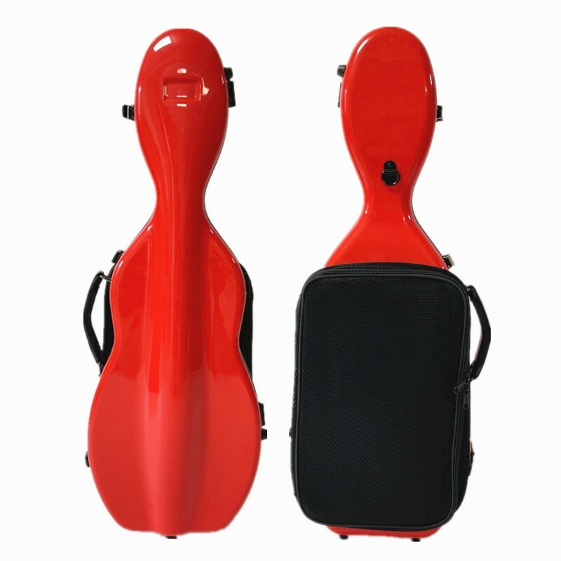 High quality Cello Shaped Full Size red Compound carb Violin Case Strong