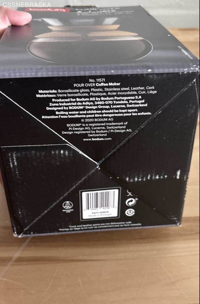 Bodum Pour Over Coffee Maker with a permanent filter.