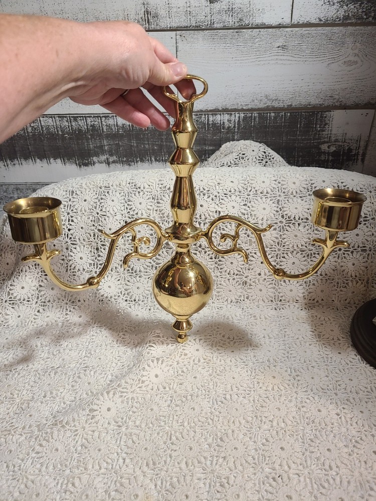Vintage Double Arm Brass Wall Sconce Candleholder