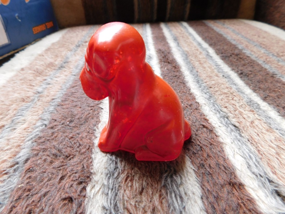 1940's Mopey Dog Glass Candy Container Painted Red