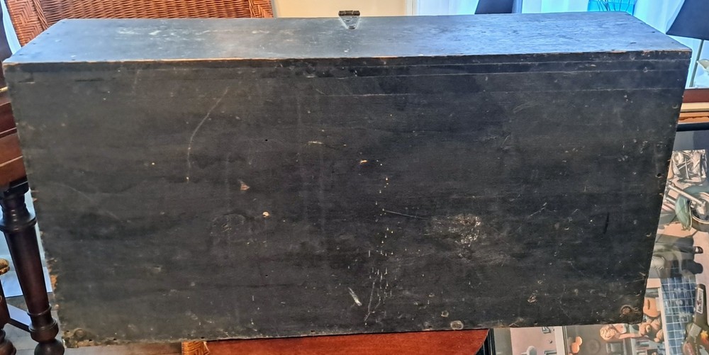 Antique Handmade Rustic Solid Wood Carpenter Tool Storage Box Chest