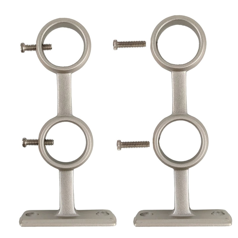Kowibcl Curtain Rod Bracket, 3Pcs Double Holder, Silver