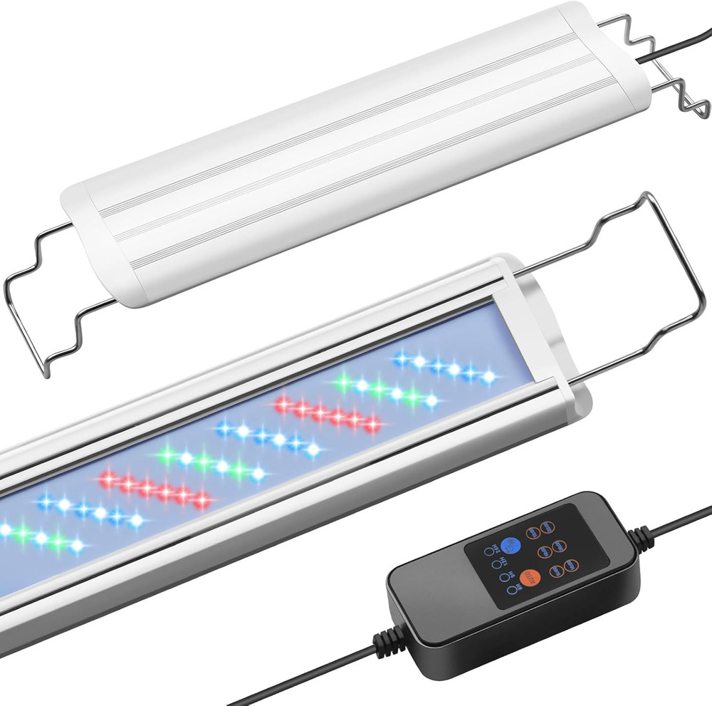 Full Spectrum LED Aquarium Light with Timer & Brightness Control, 12-18In