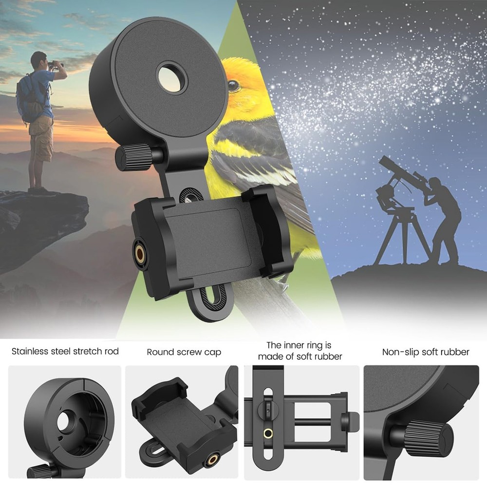 Adjustable Scope Mount, Universal Telescope Adapter, Binocular & Monocular Ph...