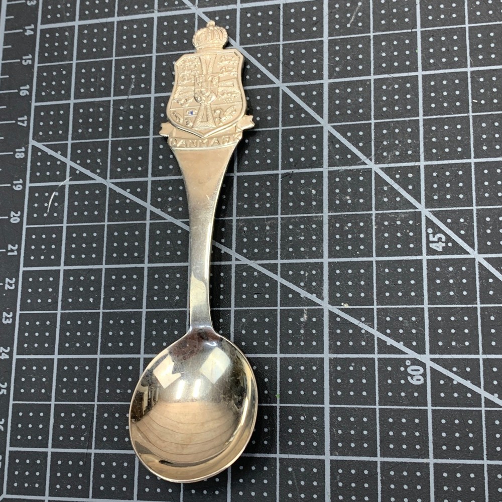 Vintage Danmark Denmark Souvenir Spoon Crown Shield Crest
