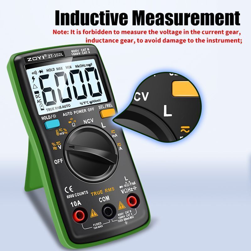 Digital Multimeter LCD 6000 Auto Range T-RMS Current Voltage Inductance Tester