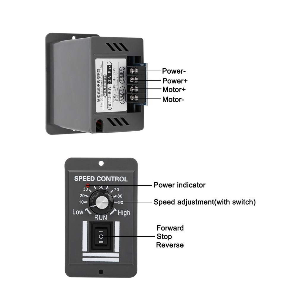 DC12V-60V/20A Motor Speed Controller, DC Motor Speed Controller, Forward/Reverse