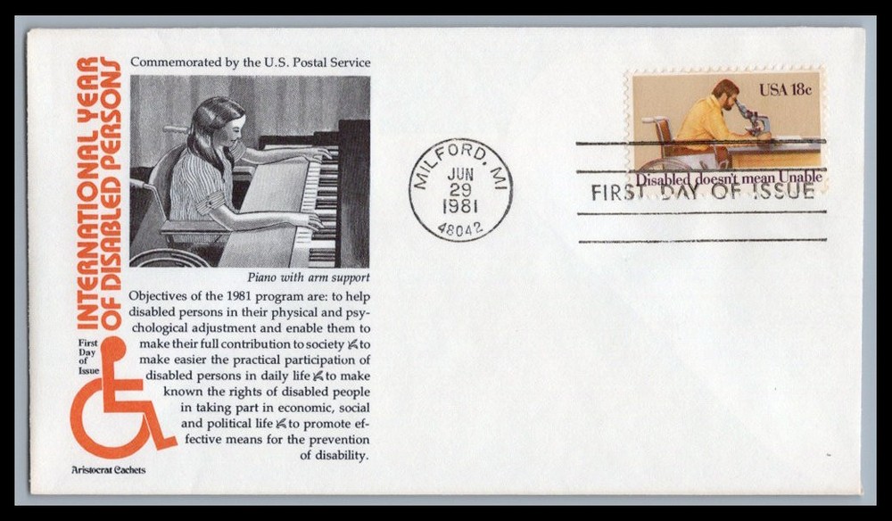 US FDC # 1925 18c Disabled Pearsons   Aristocrat   1981, 9p7633