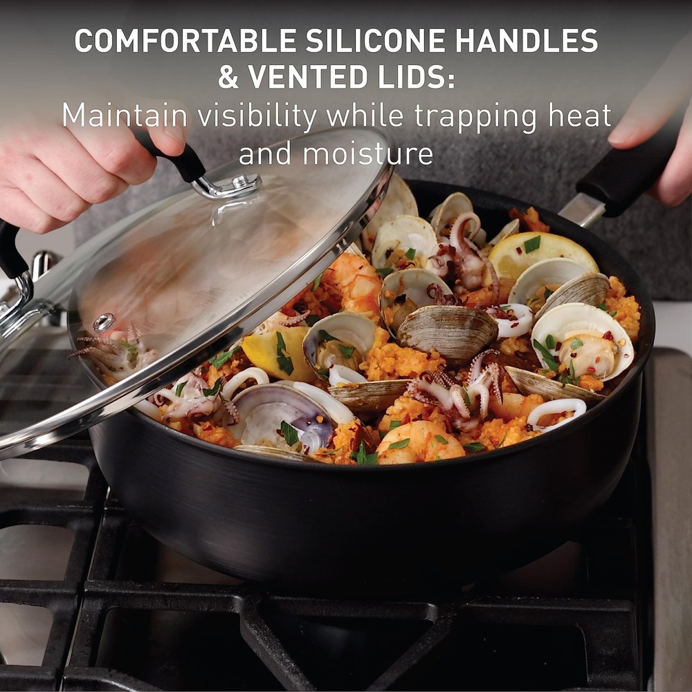 T-fal Ultimate 14 Piece Black Cookware Set Hard Anodized Nonstick Kitchenware