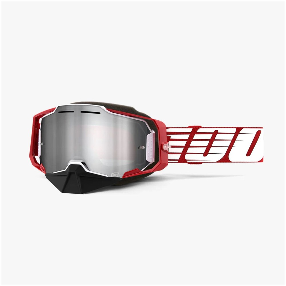 100% Armega Oversized Deep Goggles - Flash Silver Lens - Red 50005-00009