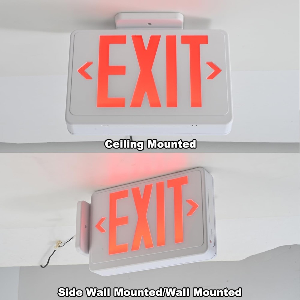 Red LED Exit Sign,4Hours Plug in Cord Emergency Exit Light with Battery Backup f