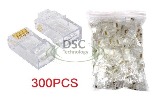 300PCS RJ45 Network Cable Modular Plug CAT6 Connector End - Clear