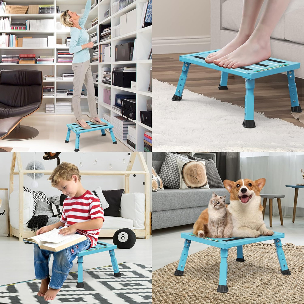 Large Platform RV Steps, 3-Level Adjustable Height Aluminum Folding Step Stool,