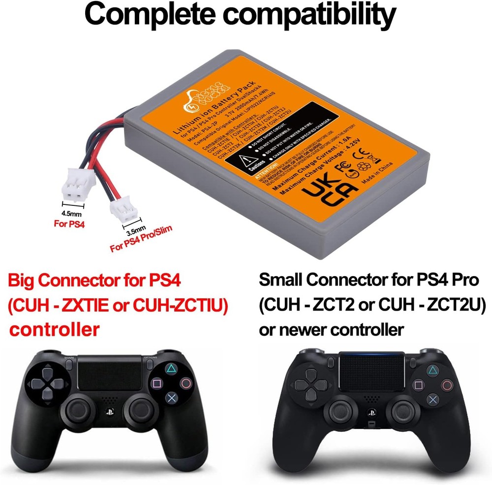 PS4 Controller Battery Replacement 2 Pack 2000mAh for Dualshock 4 Controllers