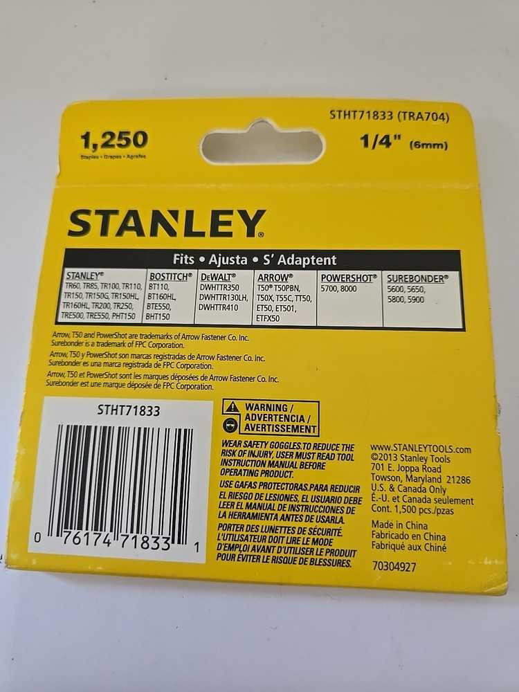 Stanley Staples, Heavy Duty, 1/2 in, 1250 PC, ¼"