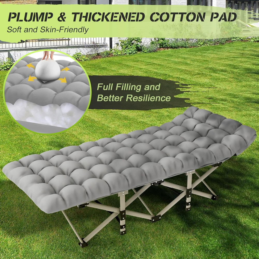Camping Cot, Folding Camping Cot Bed for Adults Sleeping 1200D Double Layer Oxfo