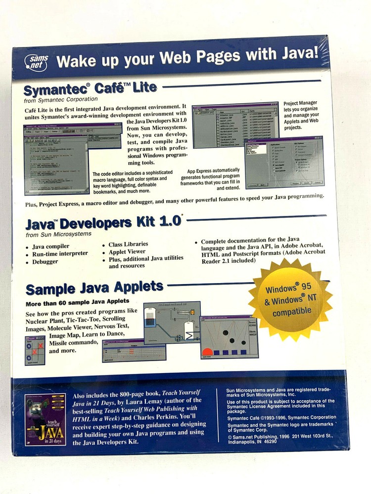 The Java Starter Kit Software With Book Vintage PC Software 1996 (SEALED)