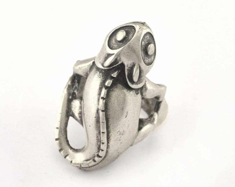 Ring Chameleon Adjustable Antique Silver Plated brass 18mm 8US inner size 2829