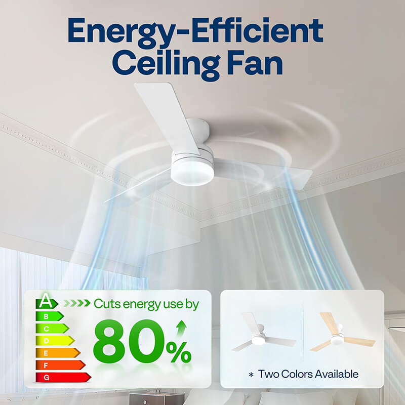 42'' Flush Mount LED Ceiling Fan with Light & Remote 6+1 Speeds, 3CCT, Dimmable