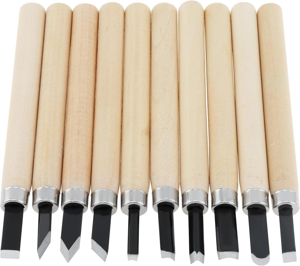 10 Piece Wood Carving Hand Chisel Tool Set Professional Woodworking Gouges Steel