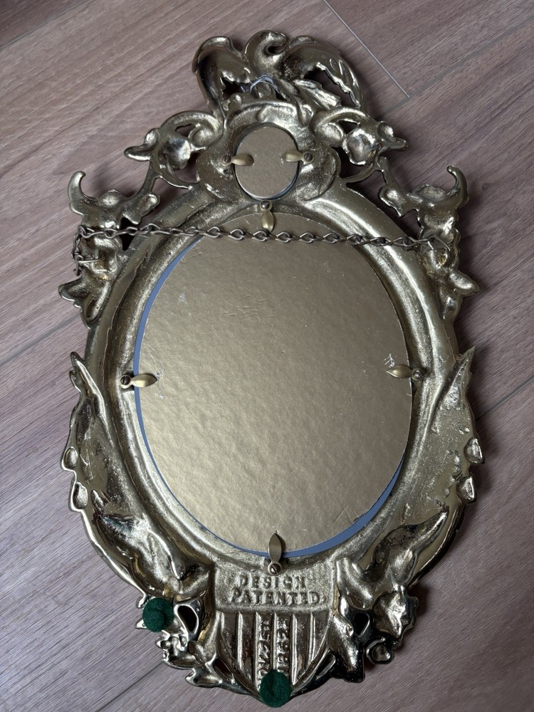 CIVIL WAR ERA SOLID BRASS EAGLE FEDERAL SHIELD MIRROR FRAME VINTAGE