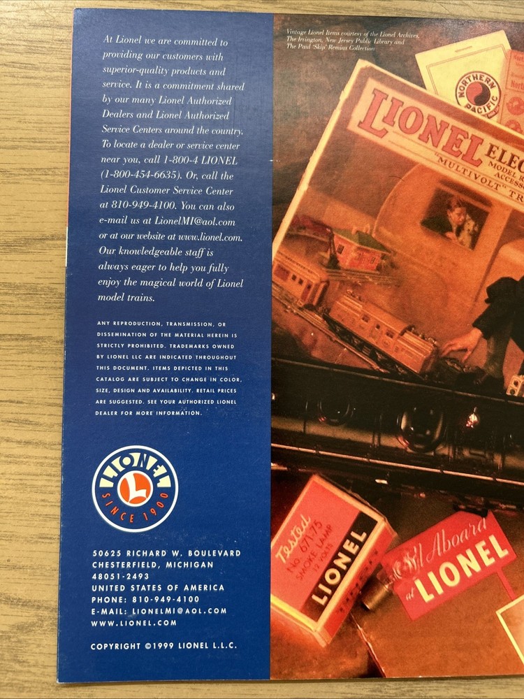 1999 LIONEL TRAIN CATALOG, VOLUME 1