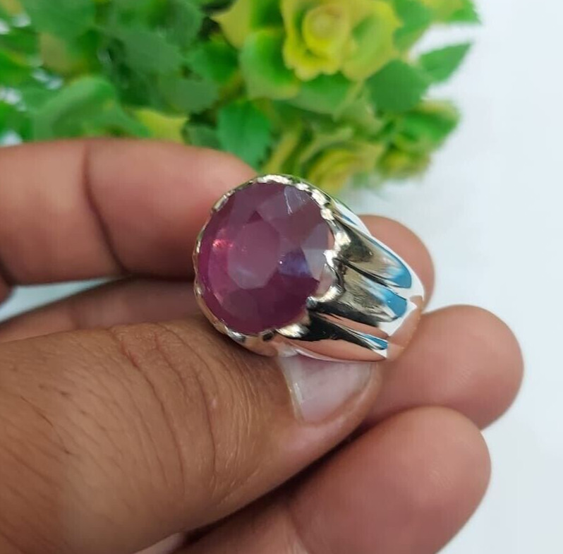 Natural Anari Ruby Stone Ring Big Ruby Stones Sterling Silver Unique Ruby Ring