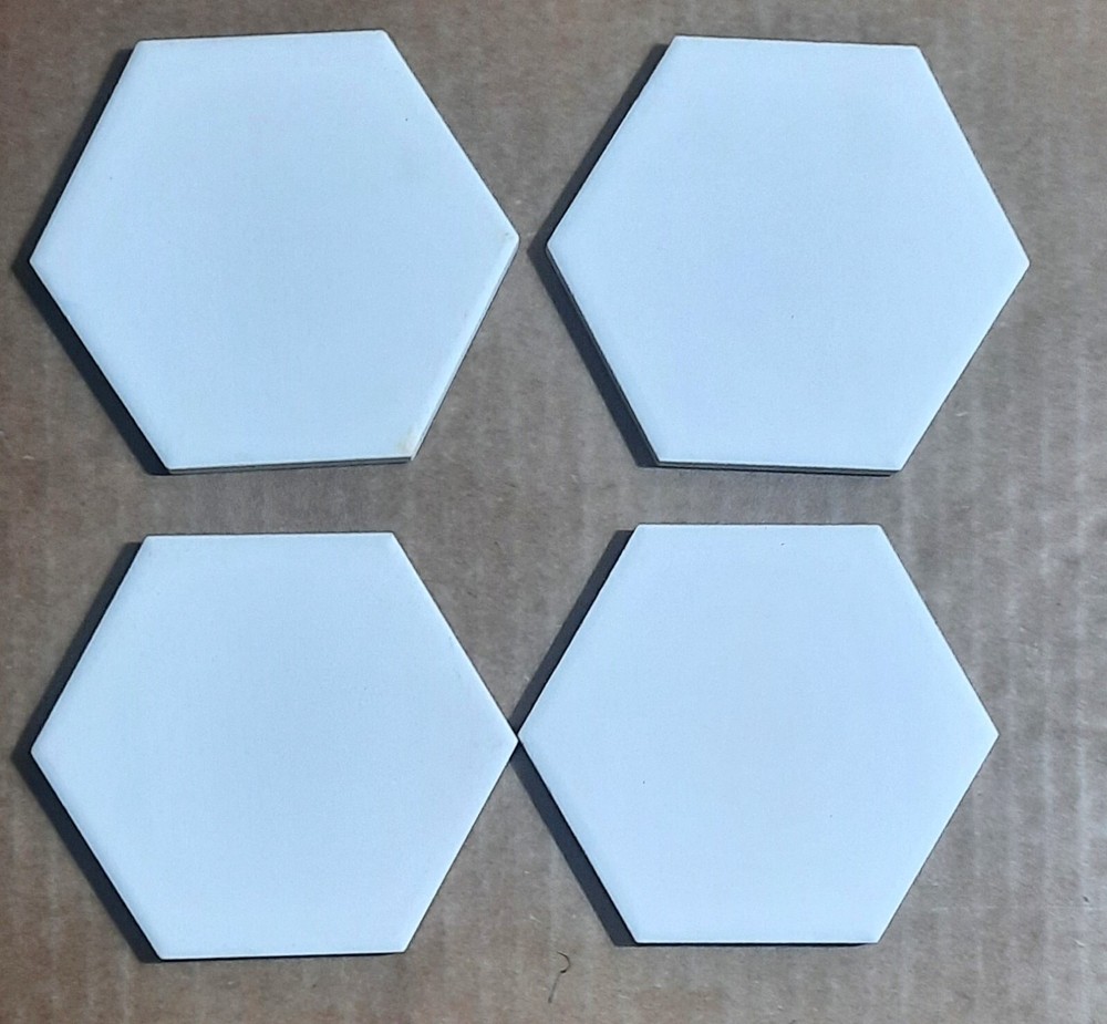 Coasters White Hexagon Absorbent Stone 3.75" x4
