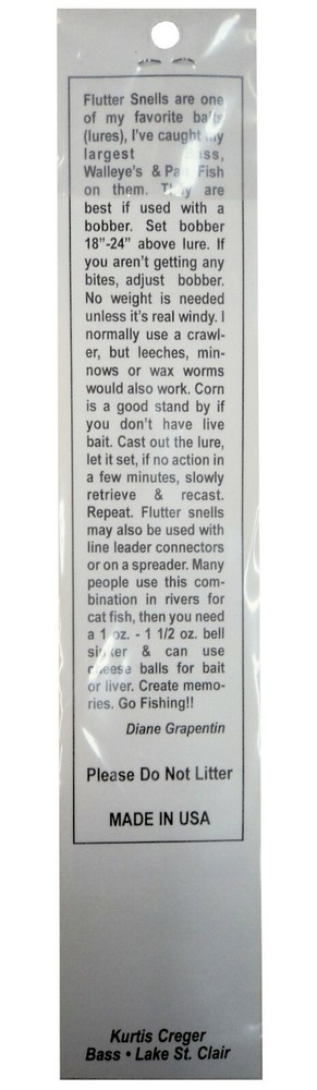 Catchmore Custom Assorted Flutter Snells Size 4 Hook, THREE Packs #FS-1-4