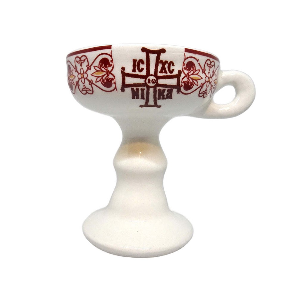 Ceramic Incense Burner with a Decorative Orthodox Byzantine Cross