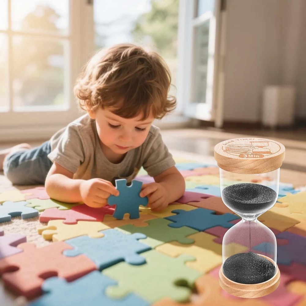Hourglass 30 Minute Beech Wood Black Small Decorative Sand Timer