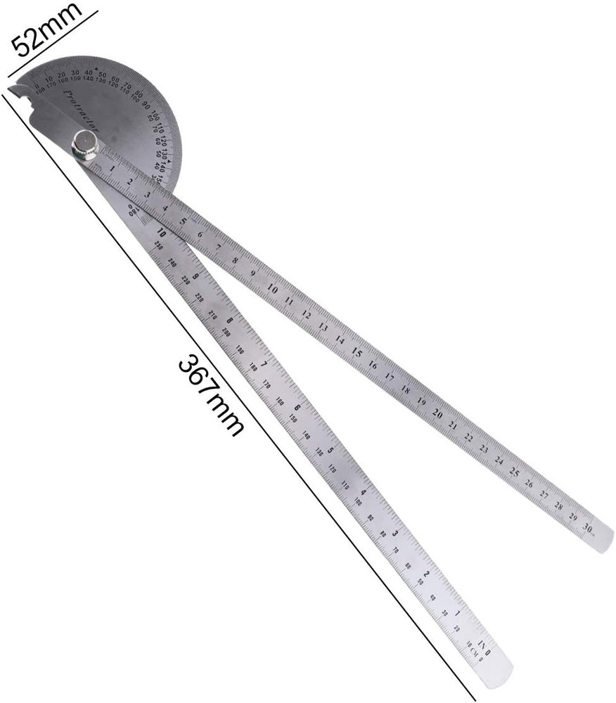 Angle Finder Protractor, Adjustable Double-Arm Ruler, 0-180 Degree, Stainless St