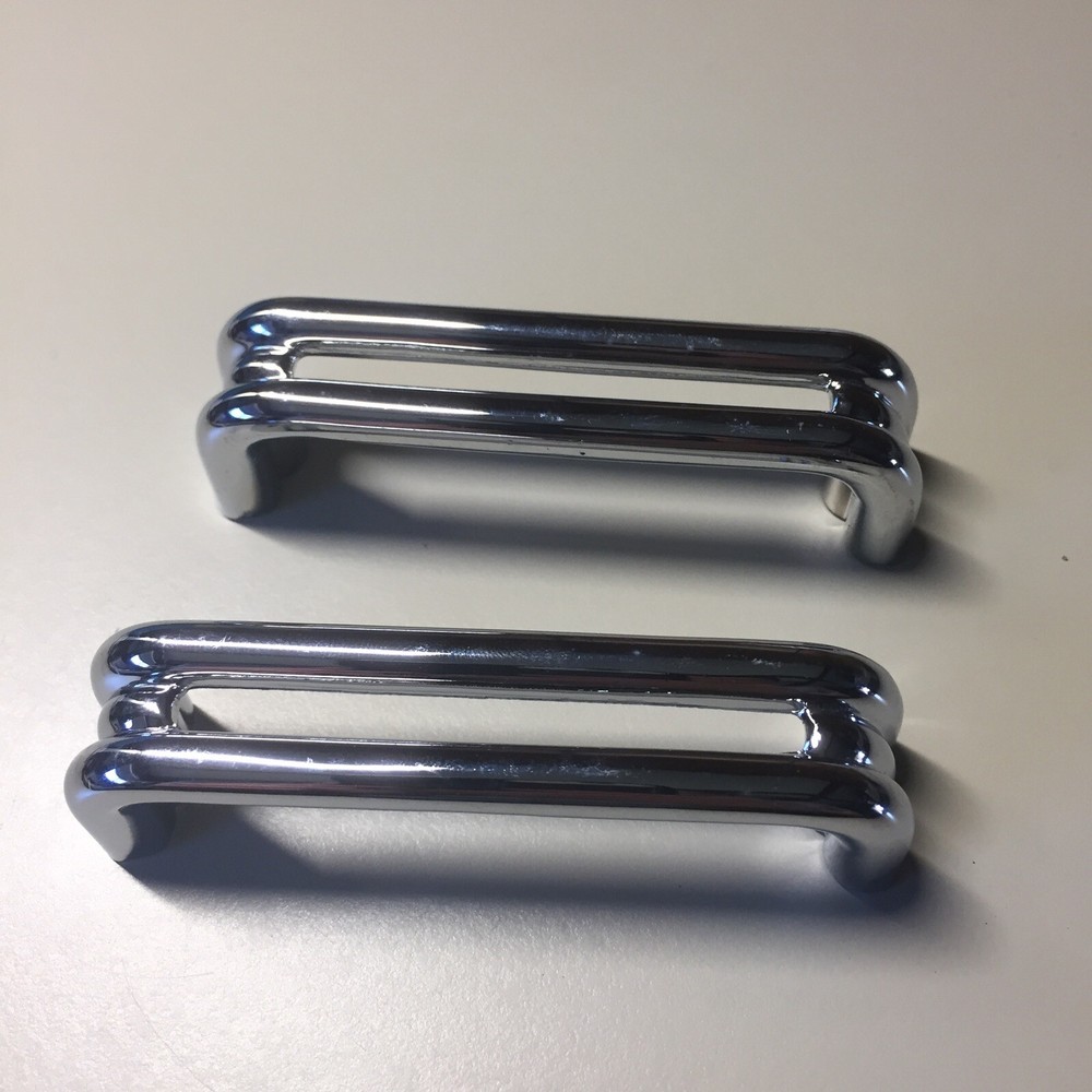 2 Vintage KBC Chrome Split Bar Drawer Pull Mid Century Style Lot D
