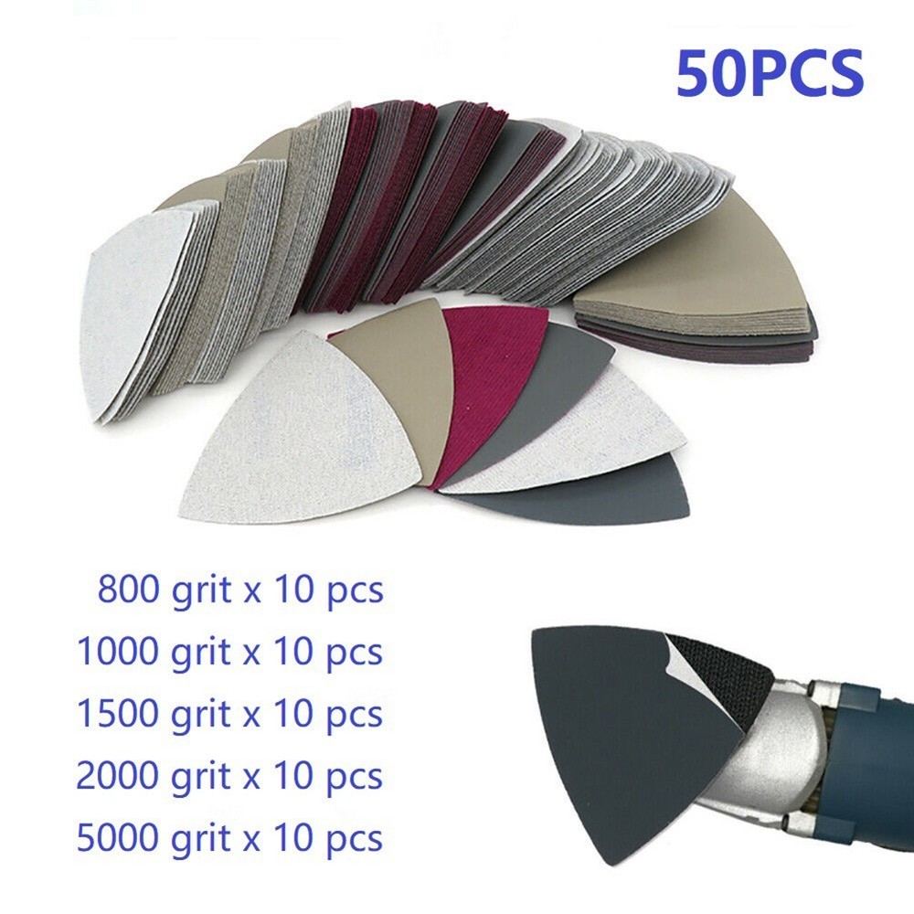 50x 90mm Triangle Sanding Sheets Sandpaper Set 800 1000 1500 2000 5000 Grit