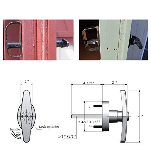 StartFine 6" T-Handle Shed Door Lock Handle with 1kit, Black