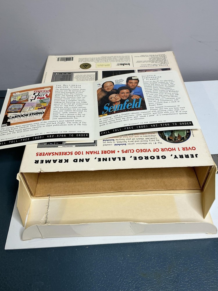 Vintage Seinfeld CD-ROM Box Only Display Windows PC Big Box