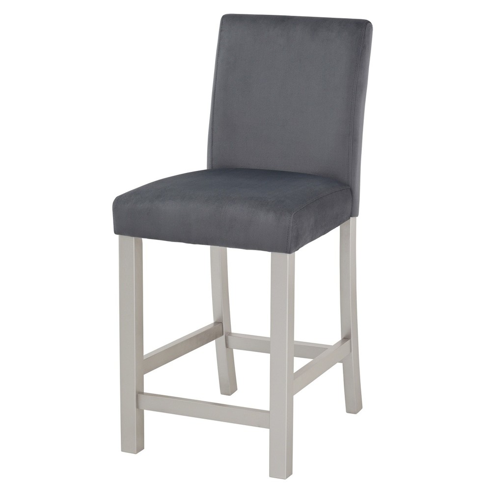 Modern 5 Piece Dining Table Set Wood Square Dining Table & 4 Chairs Silver Gray