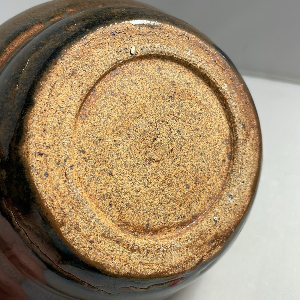 Studio Art Pottery Planter Pot Rustic Brown Hand Crafted Glazed