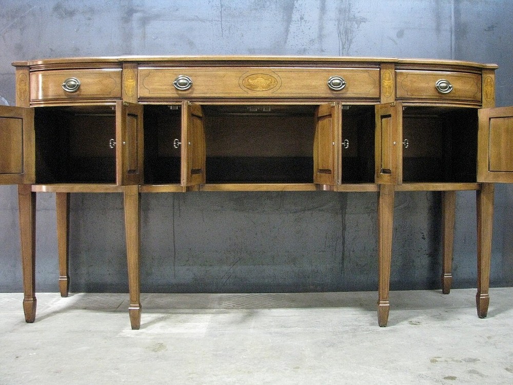 High-End Large Size Solid Walnut Federal Style Sideboard By Davis Cabinet