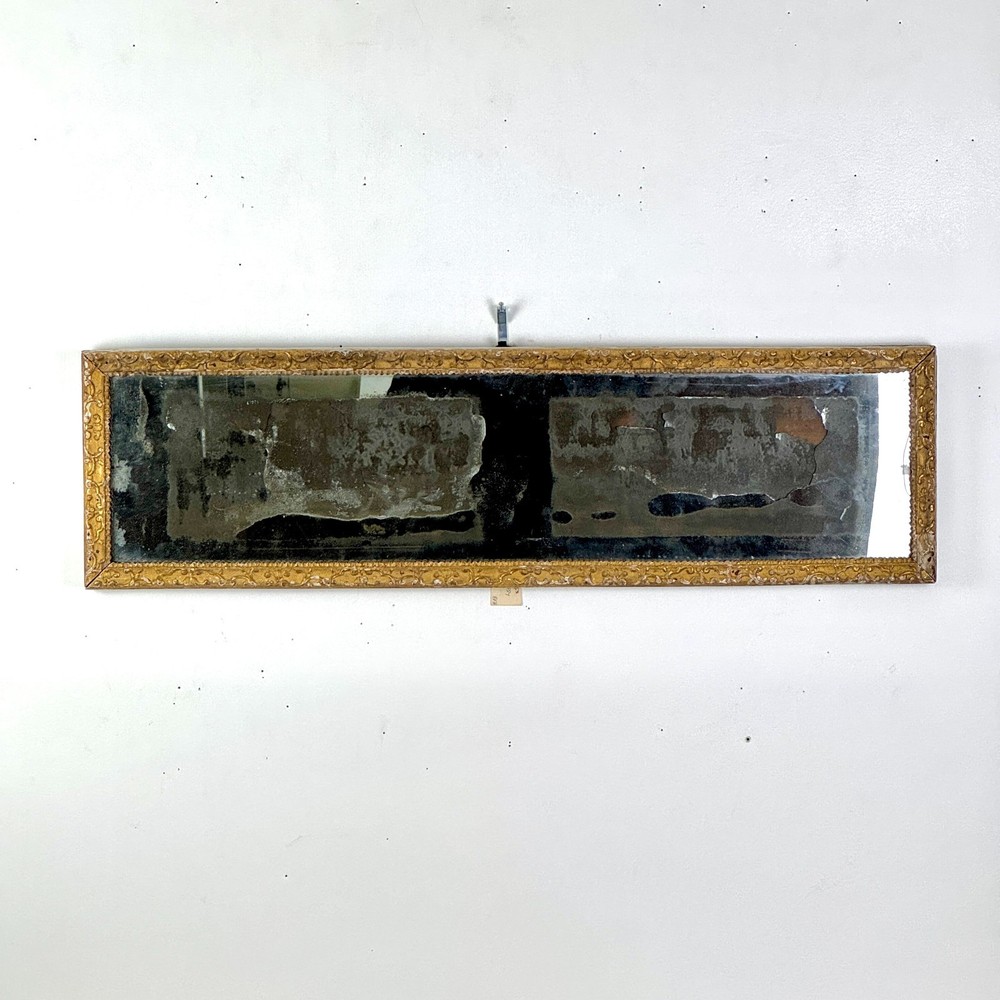Antique Horizontal Long & Narrow Distressed Gilded Mirror