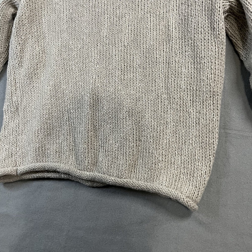 BTFBM Tan Rolled Hem Long Sleeve Pullover Knit Sweater Boho Womens Size S