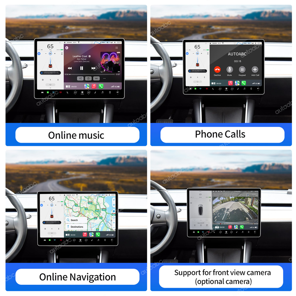AUTOABC Wireless CarPlay Android Auto for Tesla Model 3 Model Y Intel atom/AMD