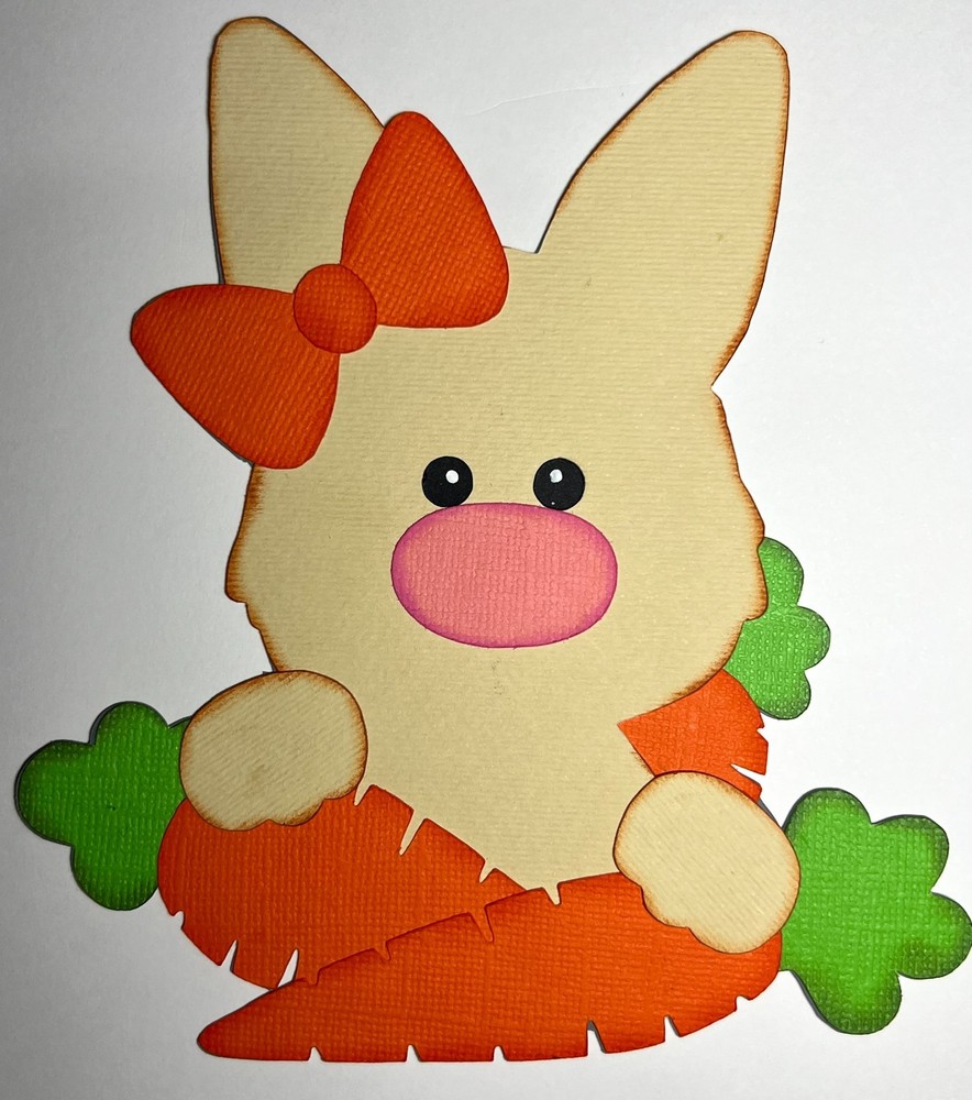 Easter Bunny Die Cut Scrapbook 3D Premade Embellishment Rabbit Spring Layout